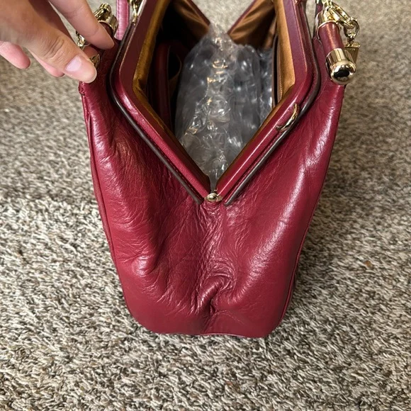 Coach Madison Satchel Bag Gathered Leather Brick Red - Picture 15 of 15